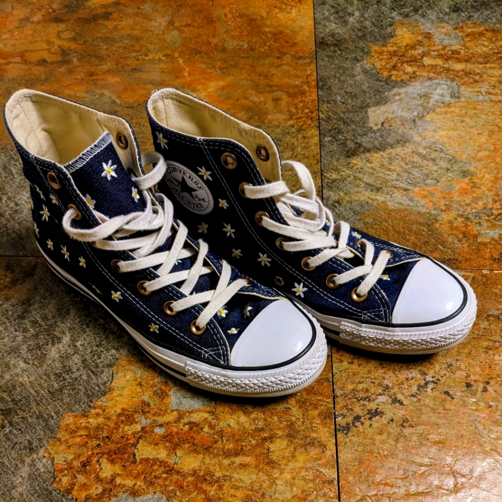 Converse Daisy Embroidered Denim High-Top